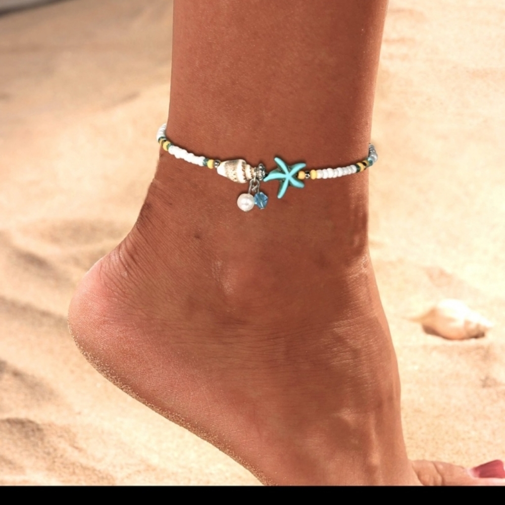 Boho Turquoise Beaded Ankle Bracelet